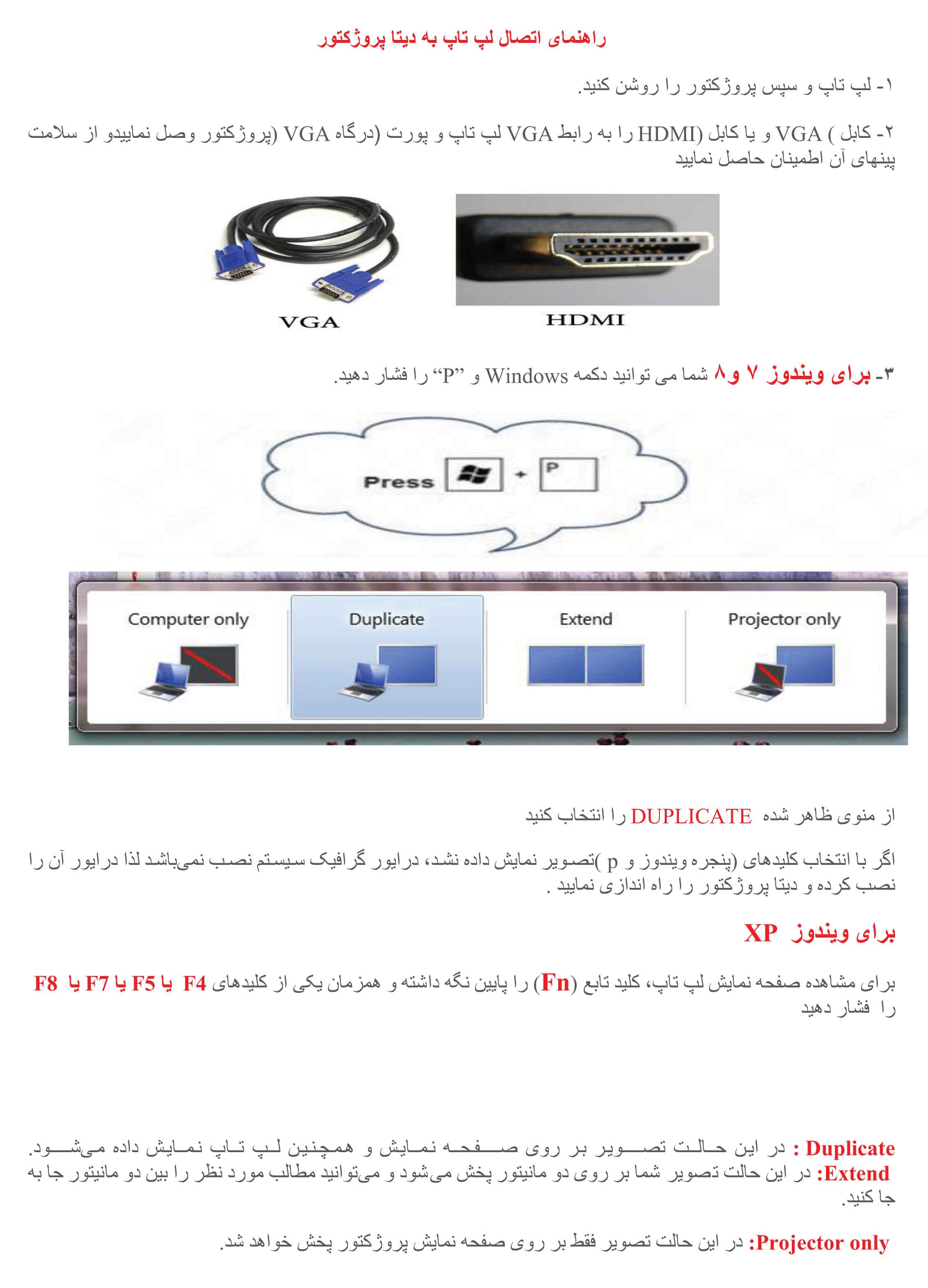 راهنماي استفاده از پروژکتور در کلاسها