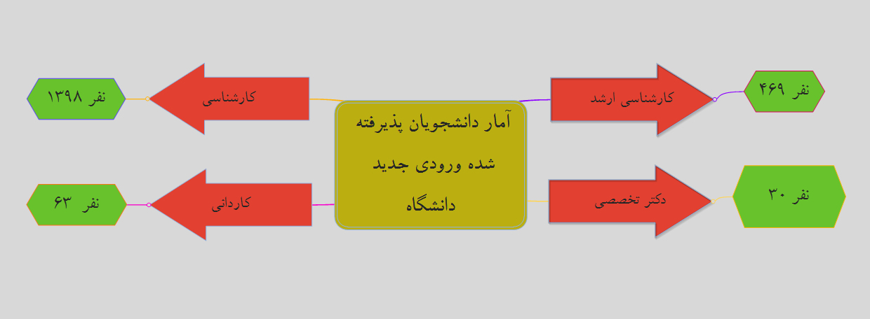 آمار دانشجويان پذيرفته شده ورودي جديد دانشگاه