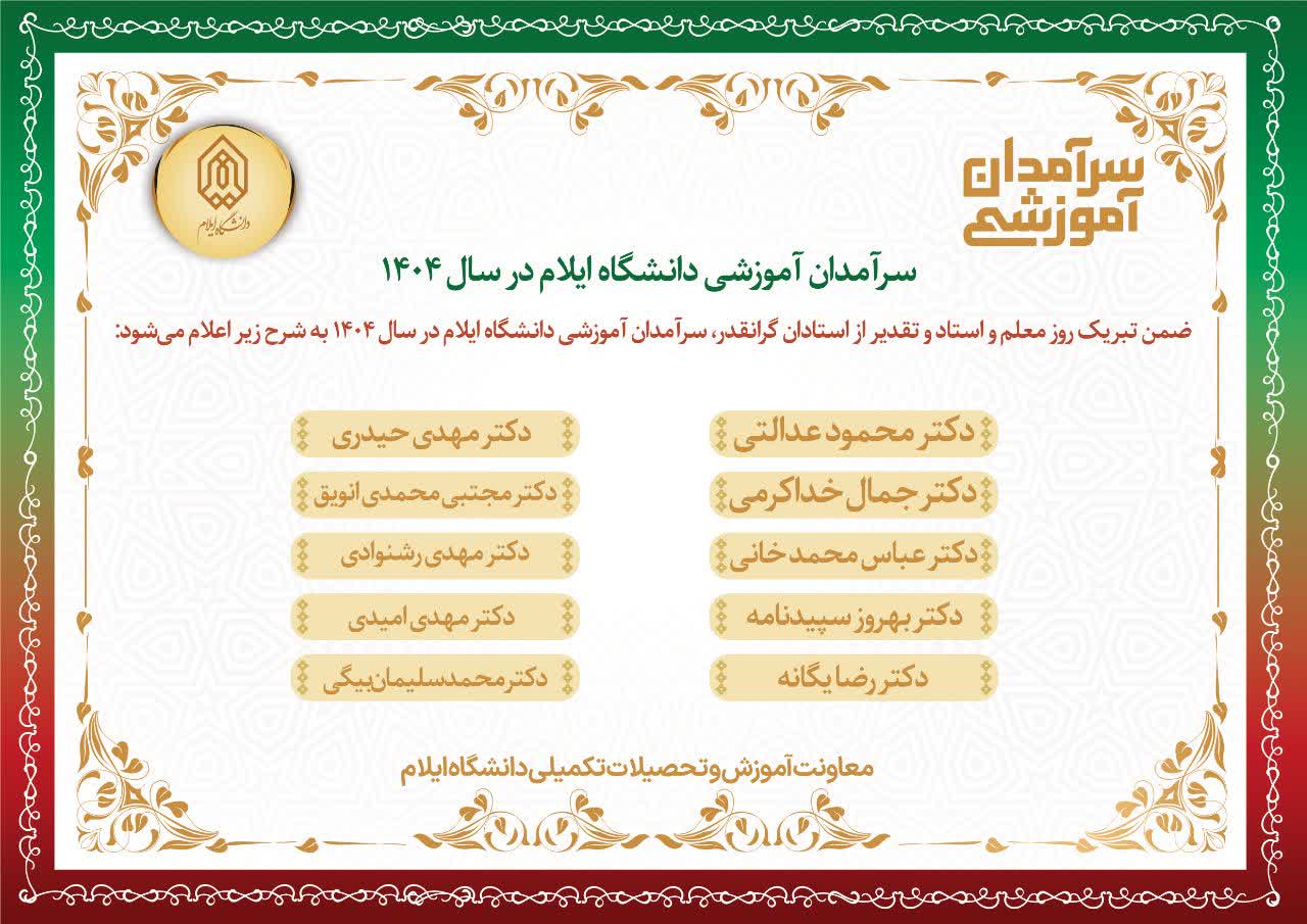 سرآمدان آموزشي دانشگاه ايلام در سال 1404